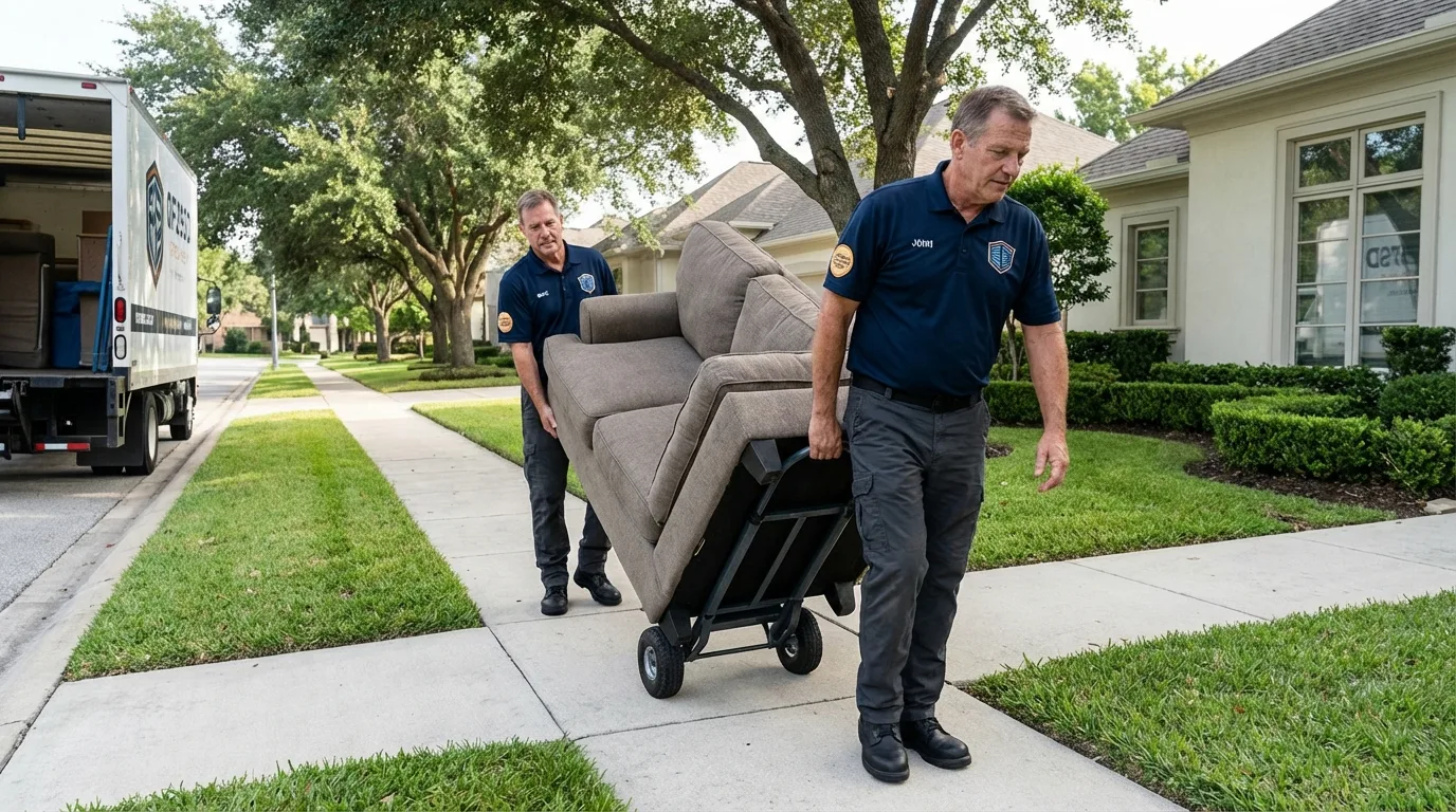 Local residential moving crew loading furniture in Long Island City, NY